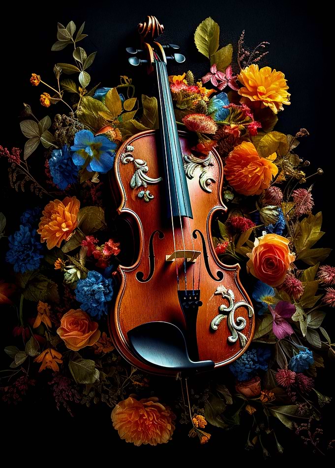 music violin and flower