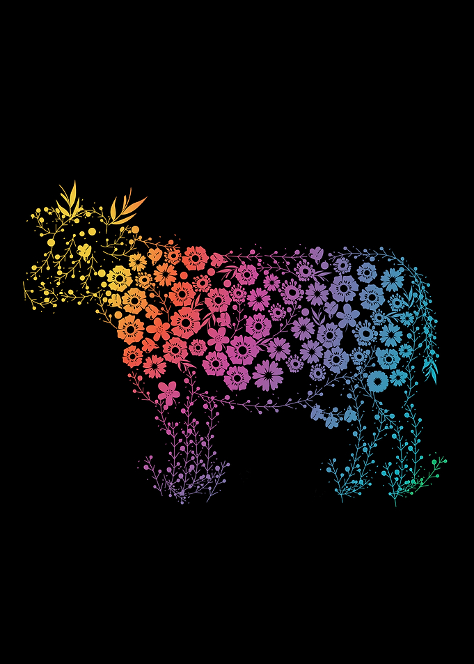 Floral Gift Artistic Cow