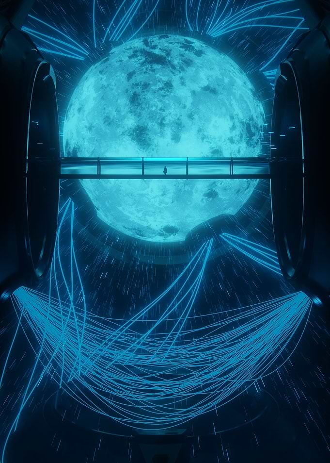 Sci-fi Blue Star Engine