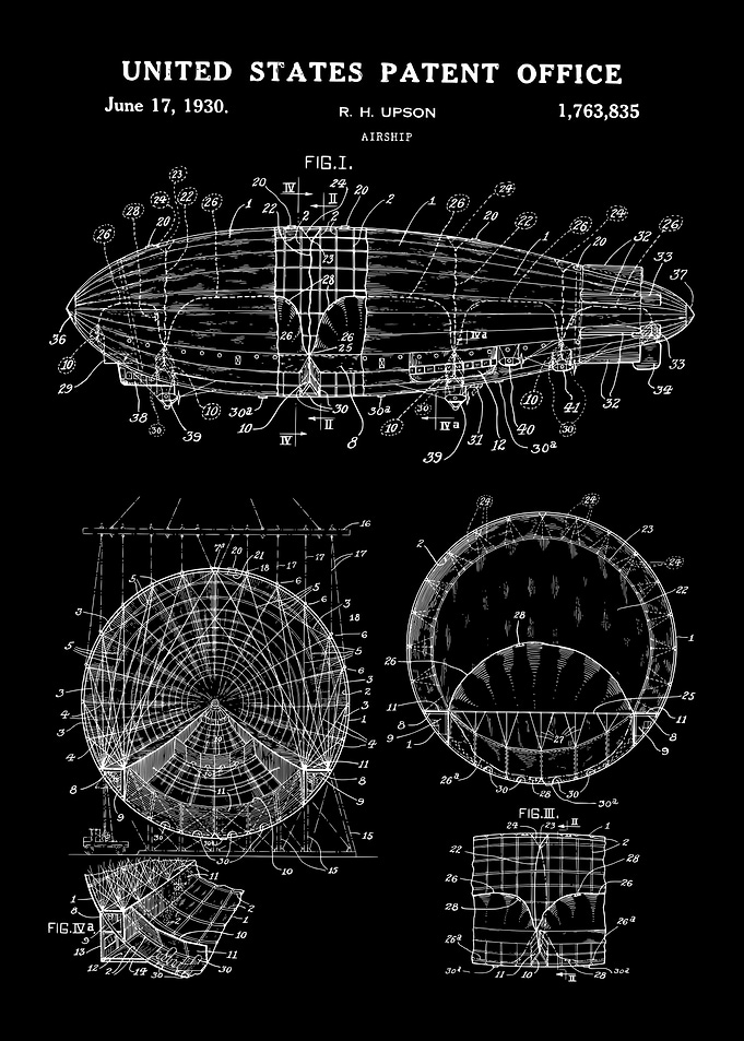 Vintage Blimp 1930 Patent