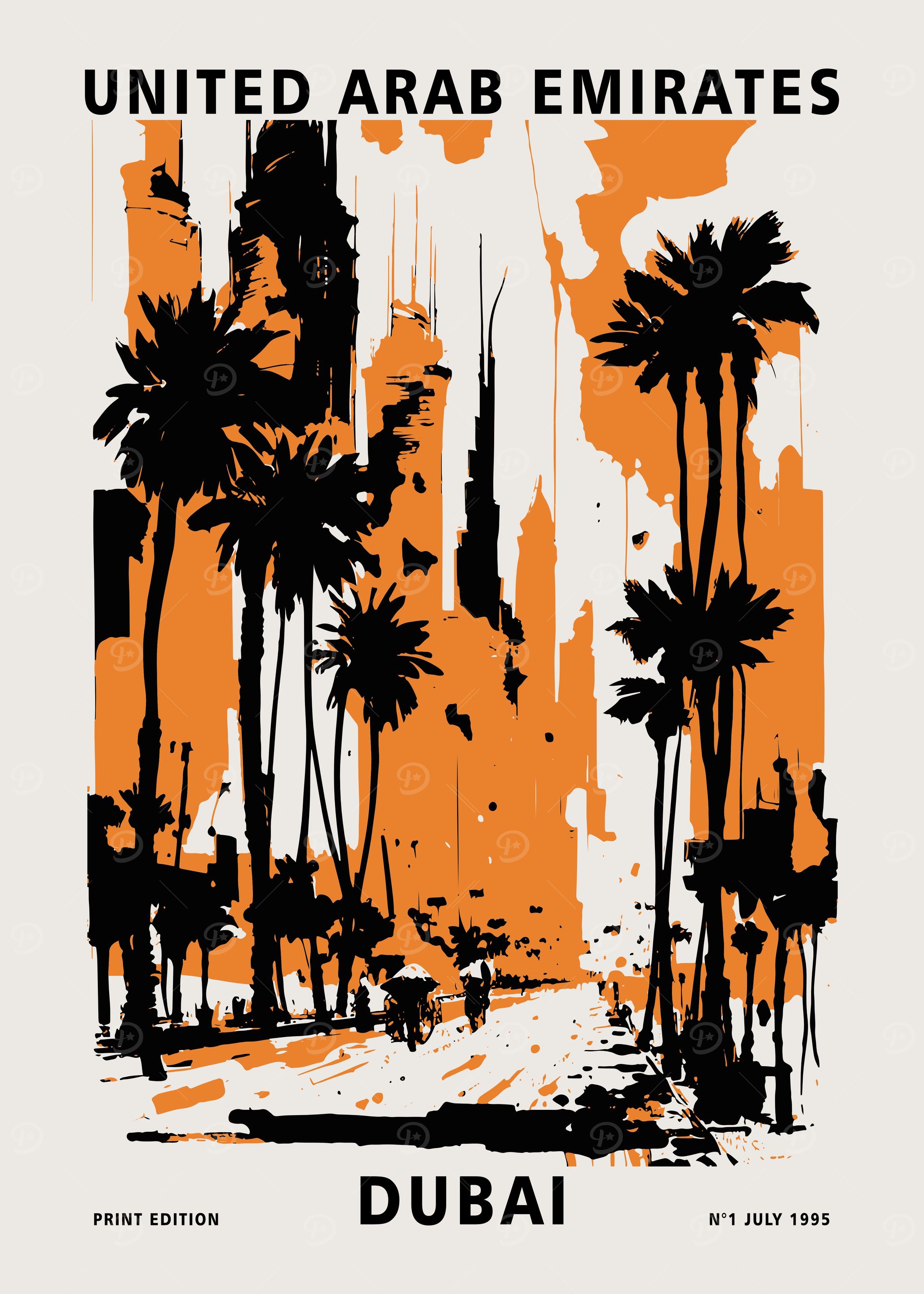 Dubai Travel Orange Poster