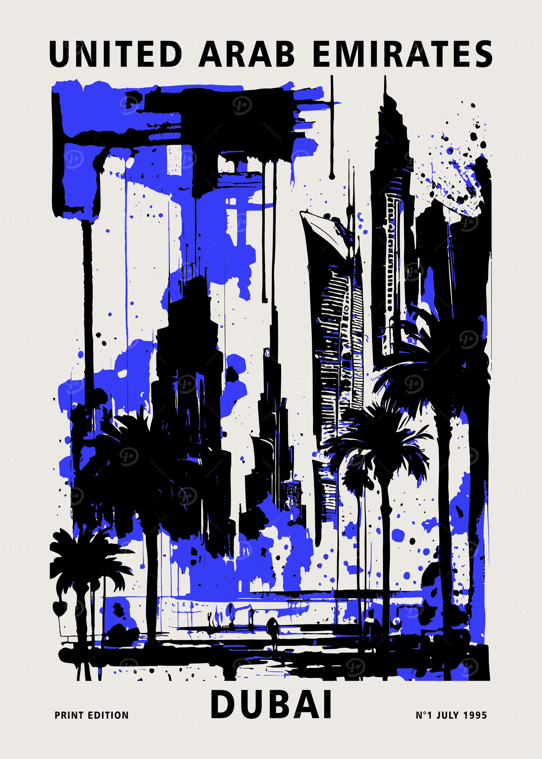 Dubai Travel Blue Poster