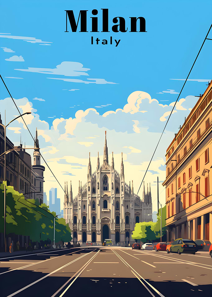 Milan Italy Travel Poster