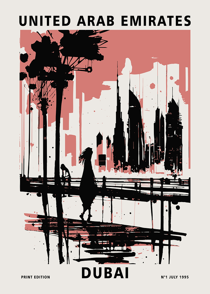 Dubai Travel Pink Poster
