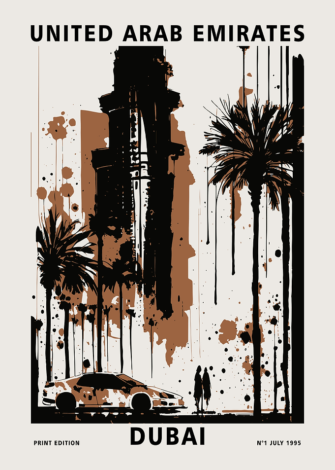 Dubai Travel Brown Poster