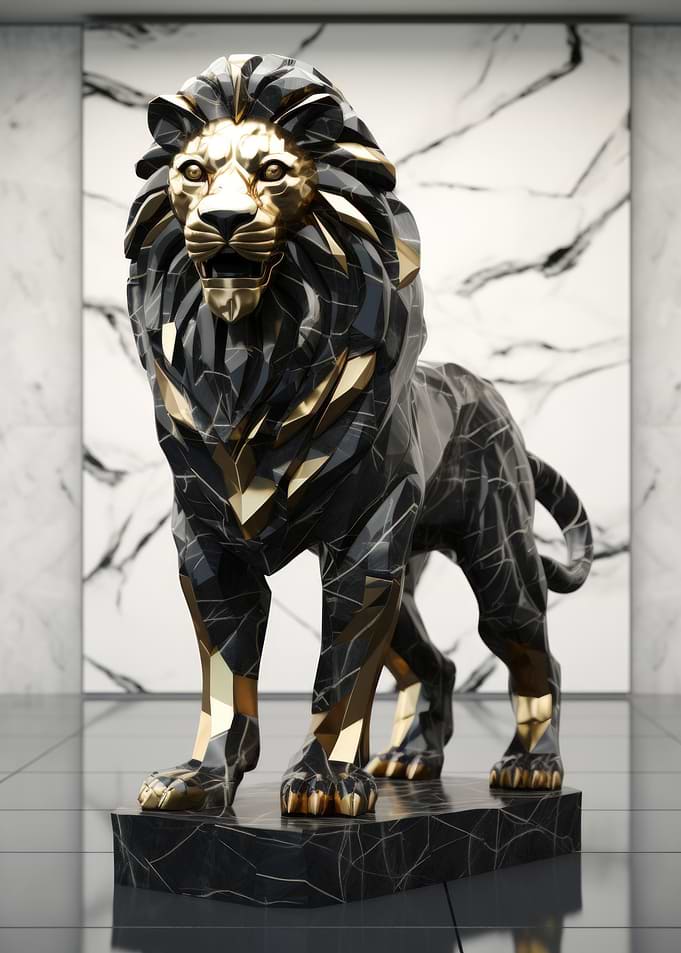 Marble lion statue