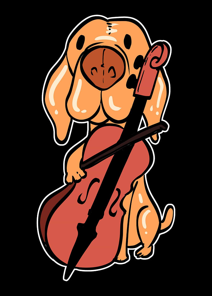 Dog Playing Cello Orchestr