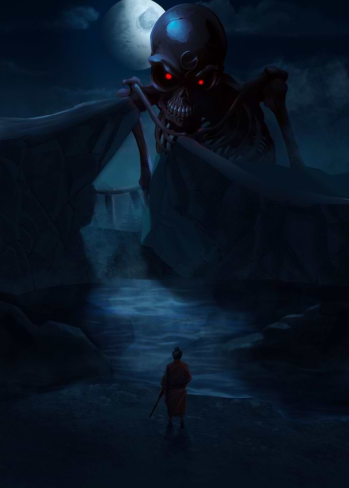 the samurai vs Gashadokuro