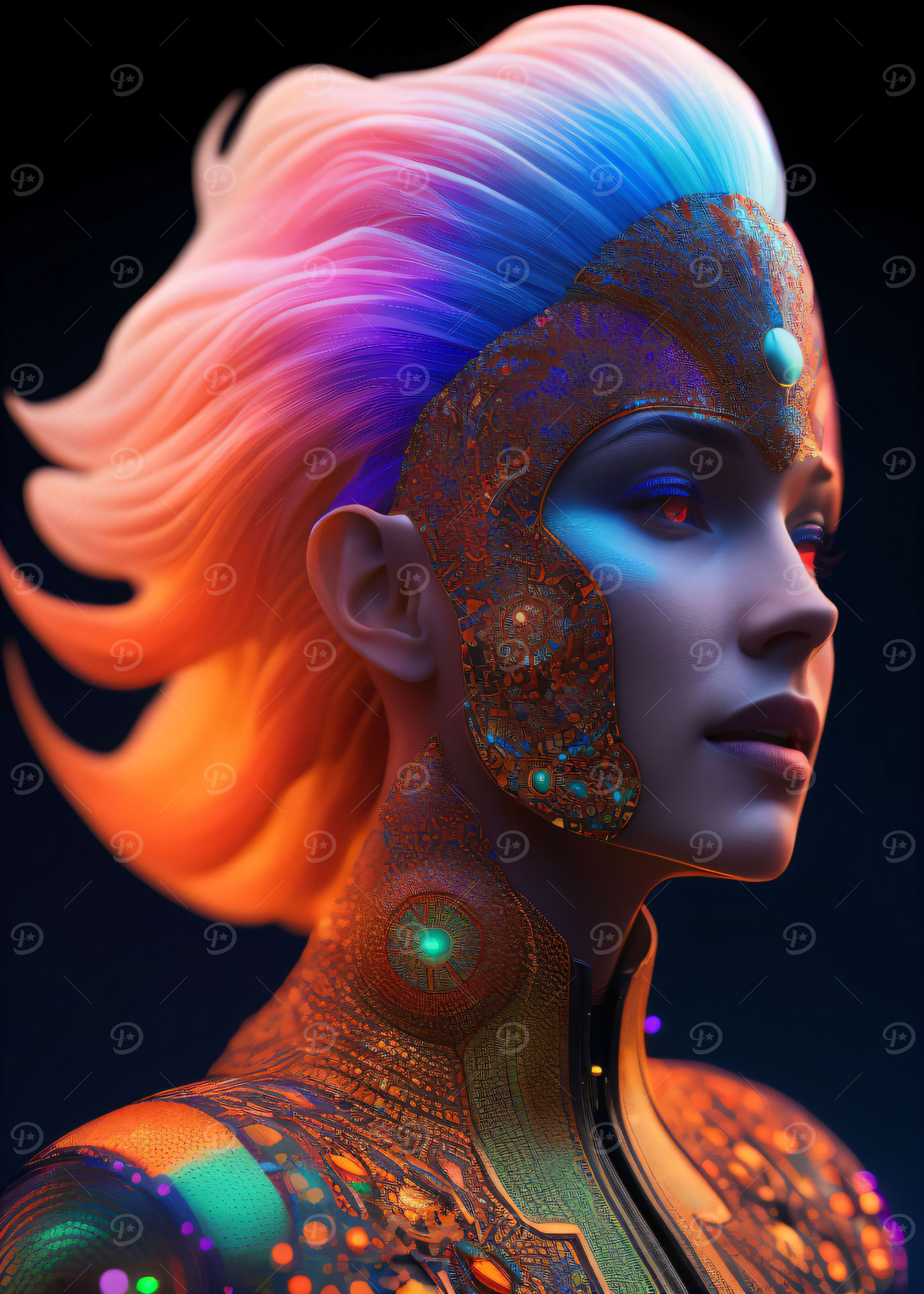 Surrealistic Woman Face