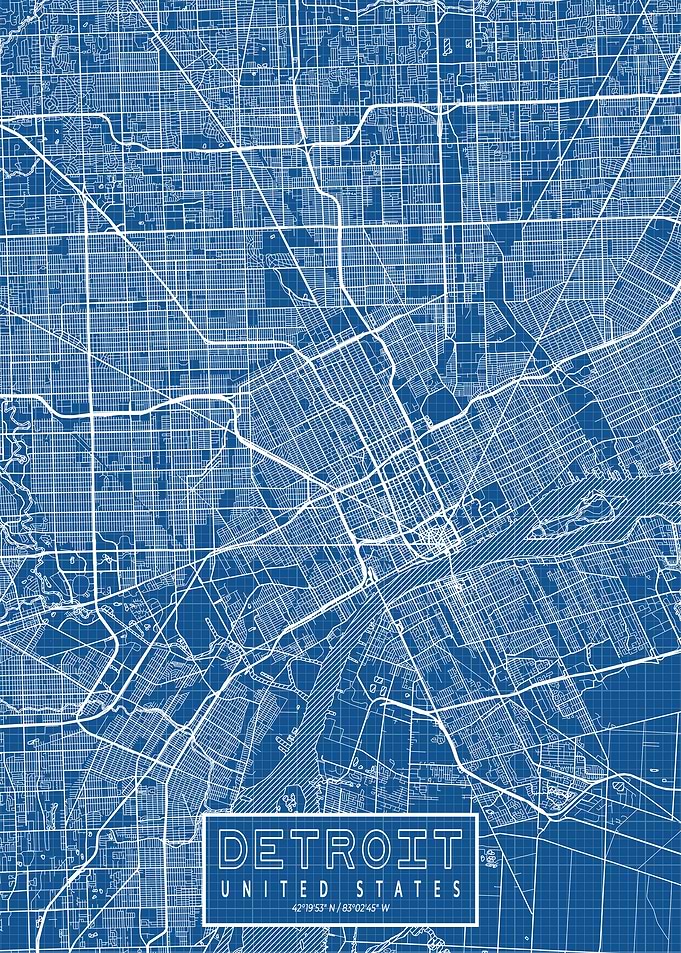 Detroit City Map Blueprint