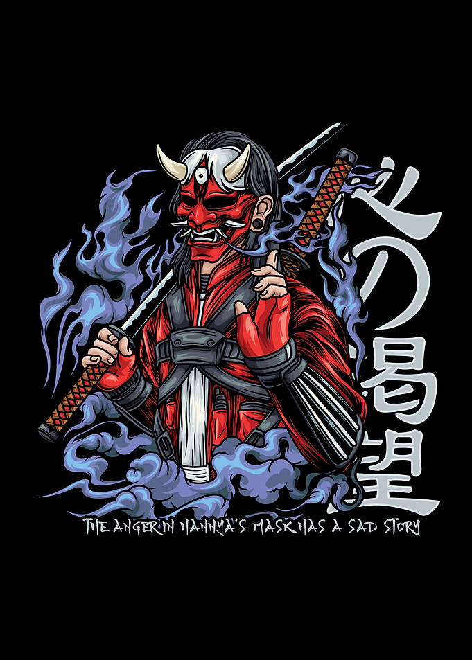 Hannya With Katana Text