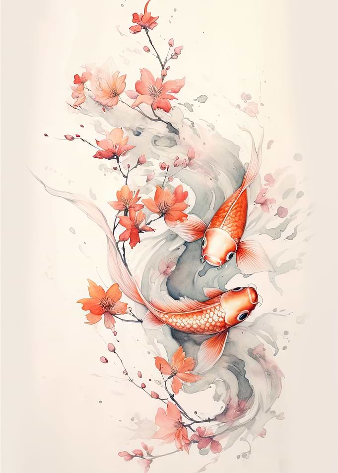 koi and blossom