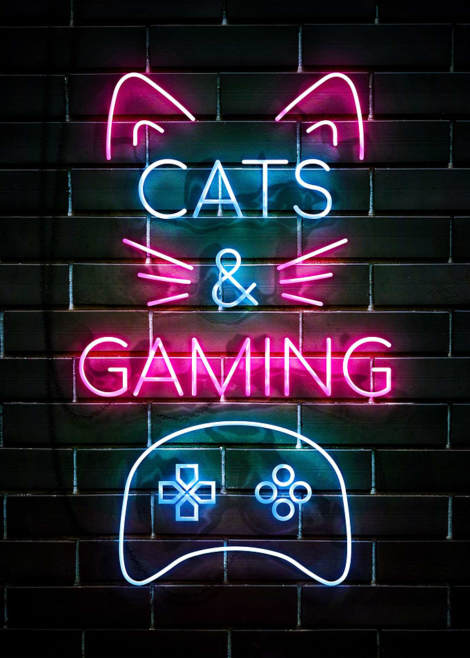 Cats and Gaming Neon Sign