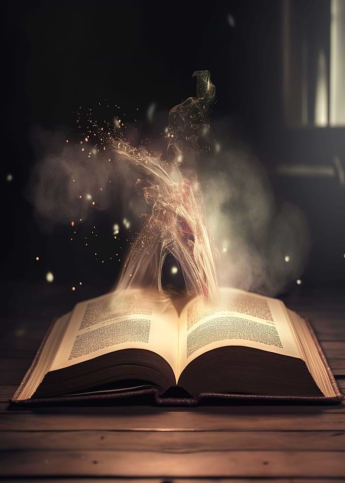 an open book with music