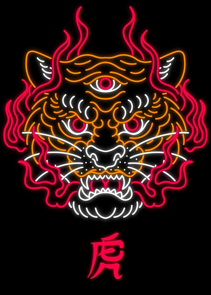 Neon light tiger