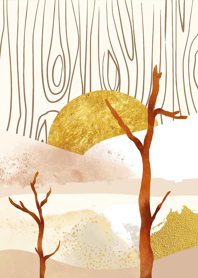 Gold Sun and Pink Hills