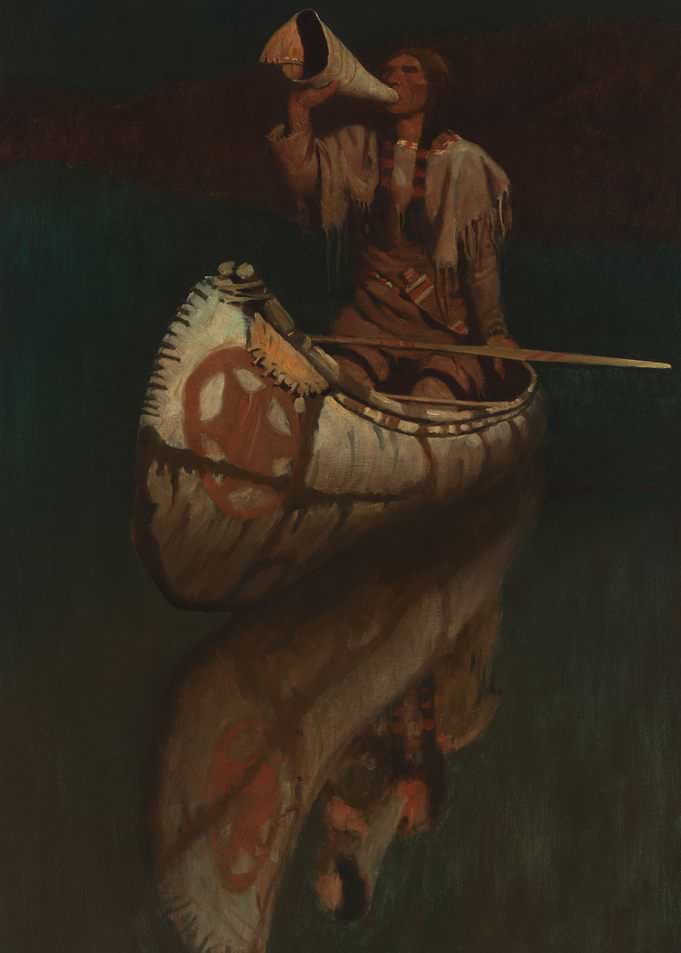 Indian Warrior In Canoe