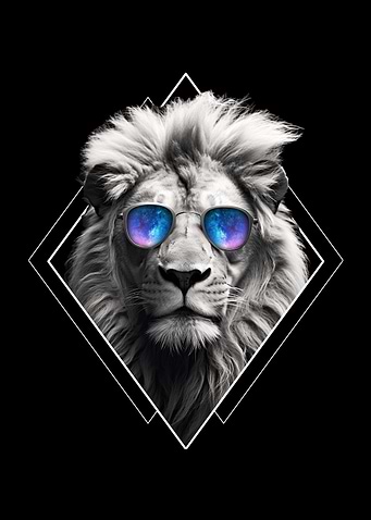 Black White Galaxy Lion
