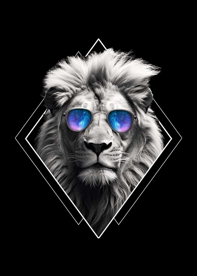 Black White Galaxy Lion