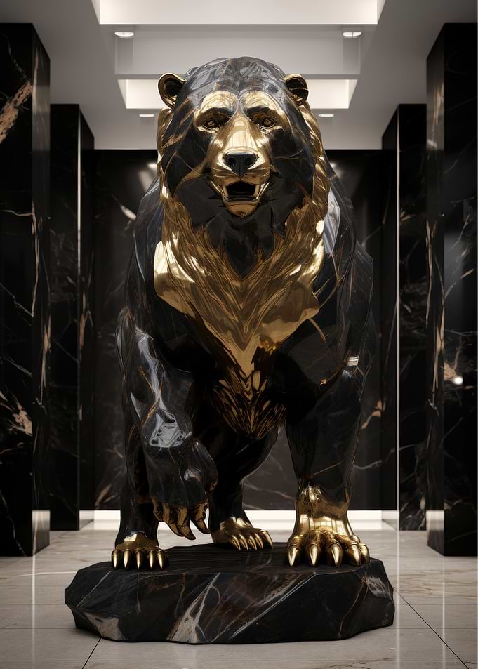 Marble grizzly bear statue