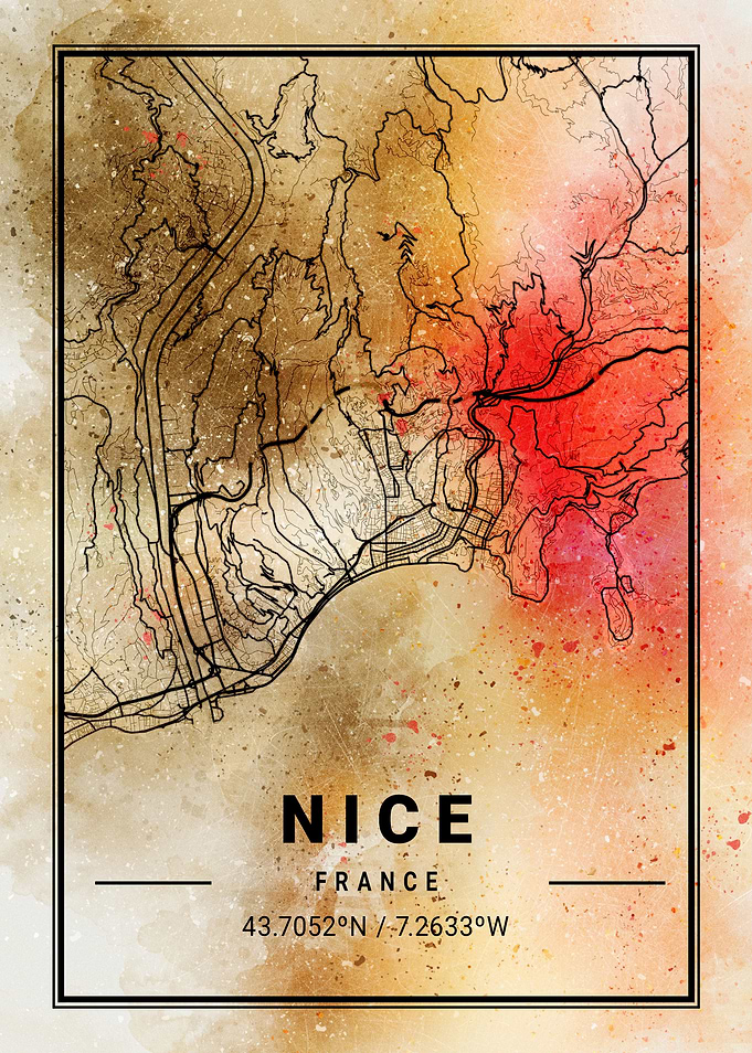 Nice Ara Watercolor Map