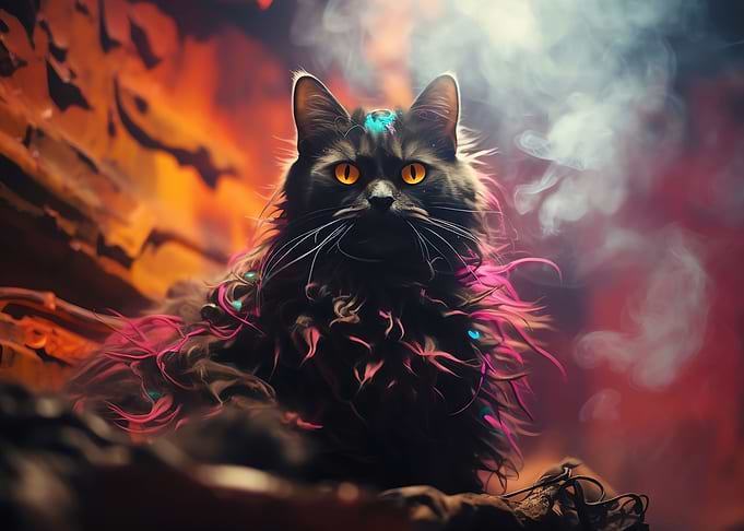 Realistic Colorful Cat