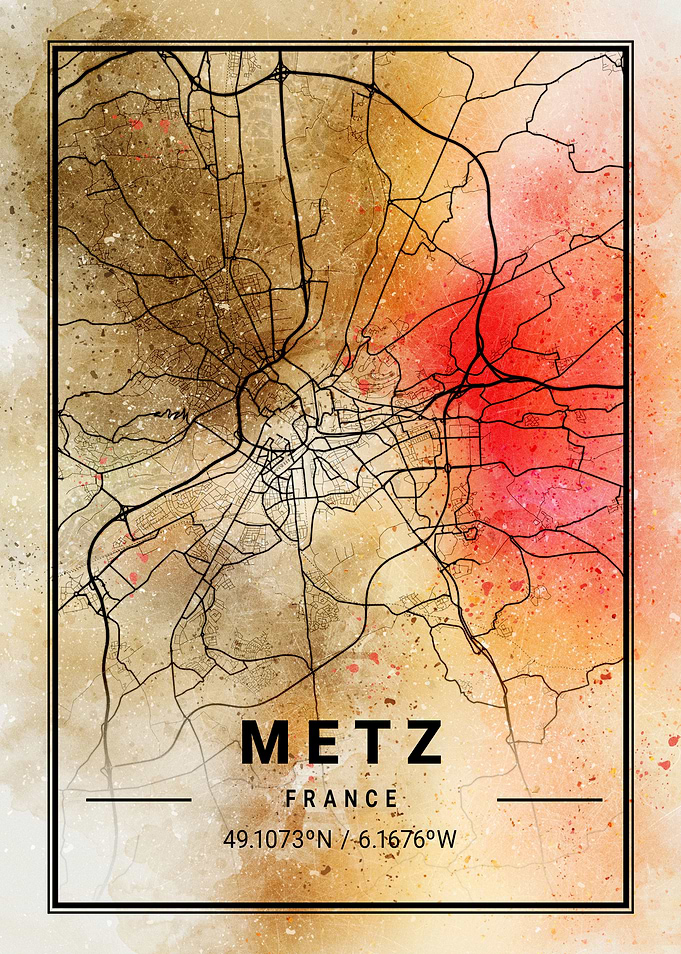 Metz Ara Watercolor Map