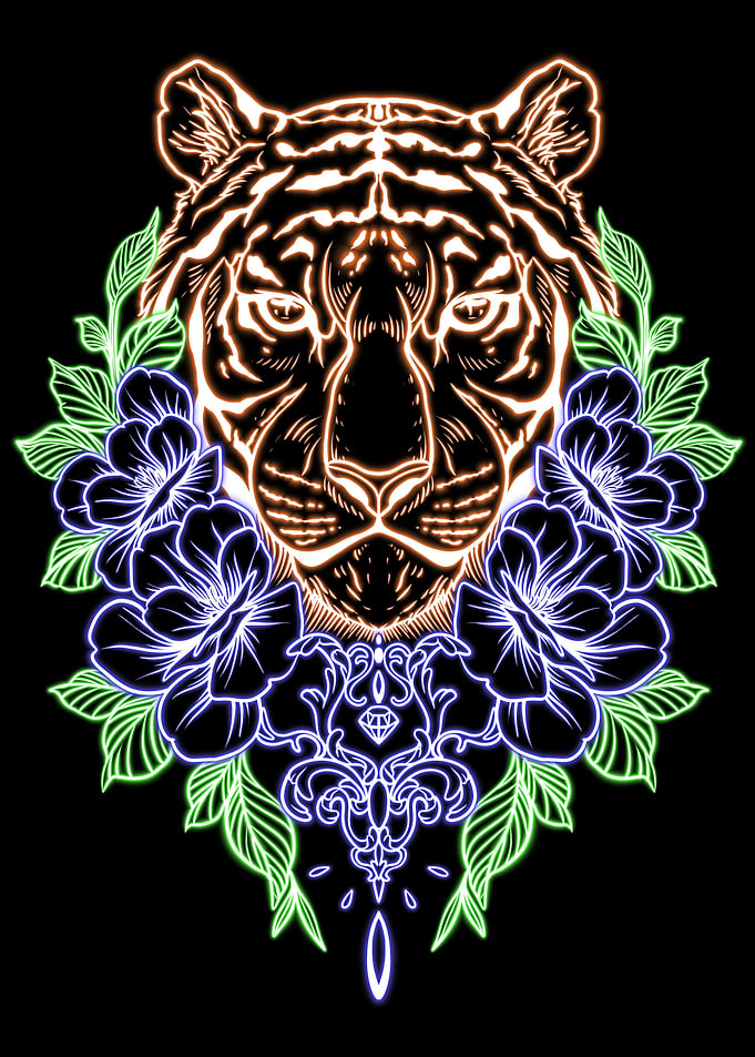 tiger head neon
