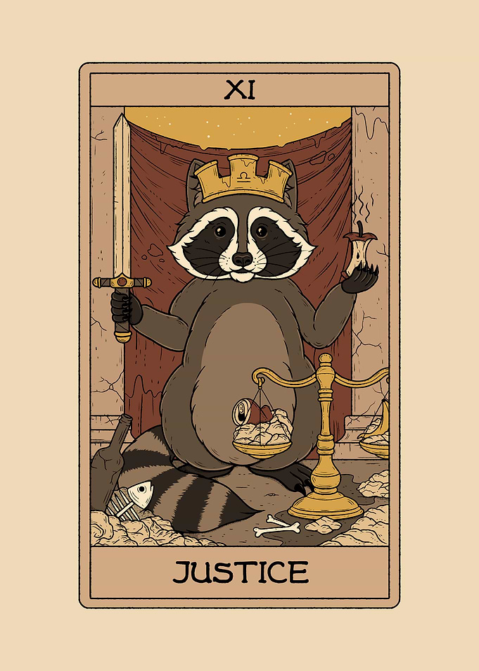 Jutice Raccoons Tarot