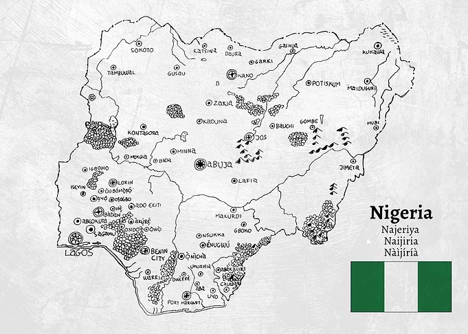 Handdrawn Nigeria Map