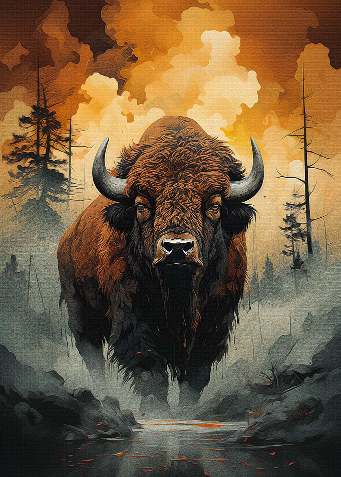 Bison roams wild