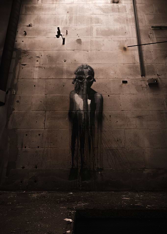Girl with gas mask