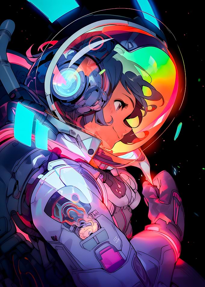 Space Neon Astronaut Anime