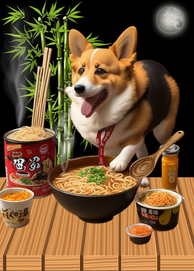Dog Eat Noodles