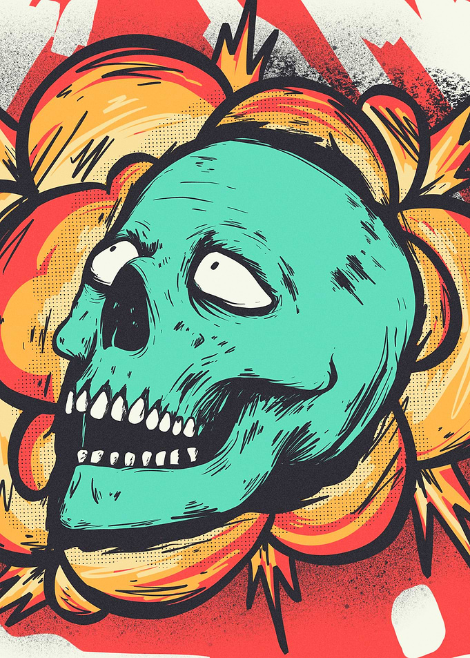 Crazy Zombie Skull