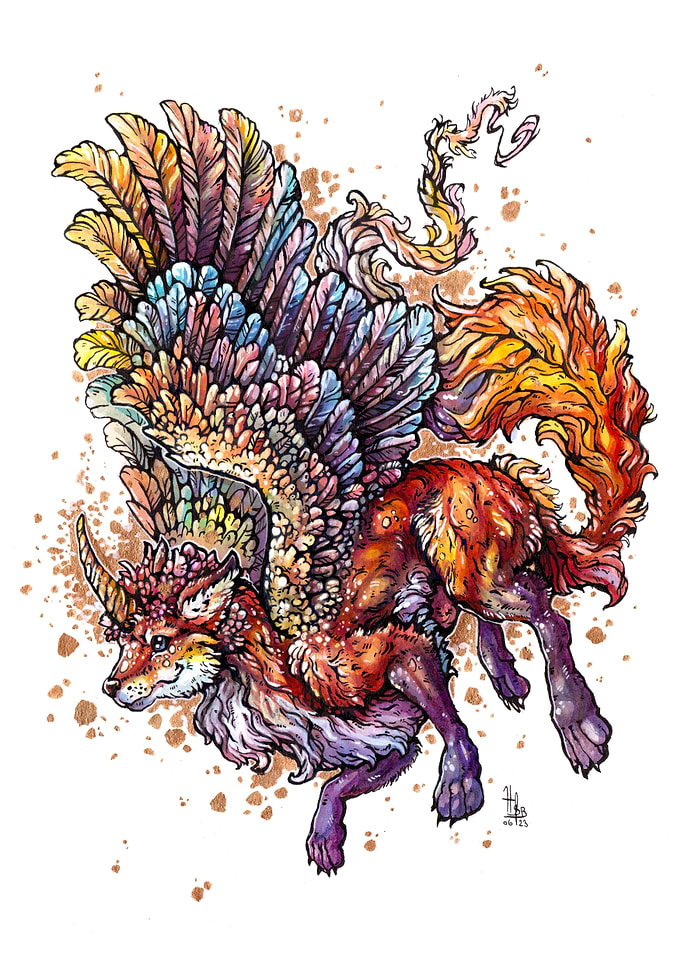 winged Fox unicorn pegasus