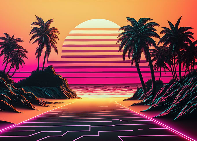 Retro beach sun