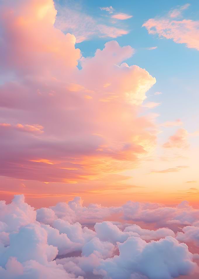Pink clouds in sunset