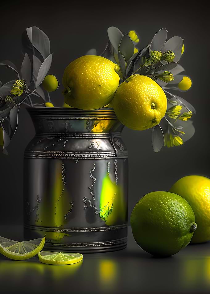 Lemons on black table