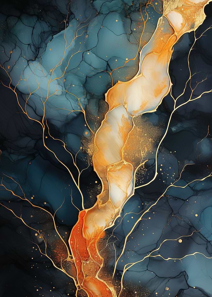 Blue And Gold Marble