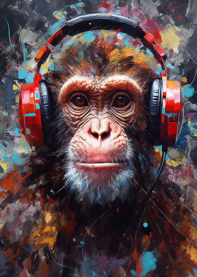 Monkey with Headphones