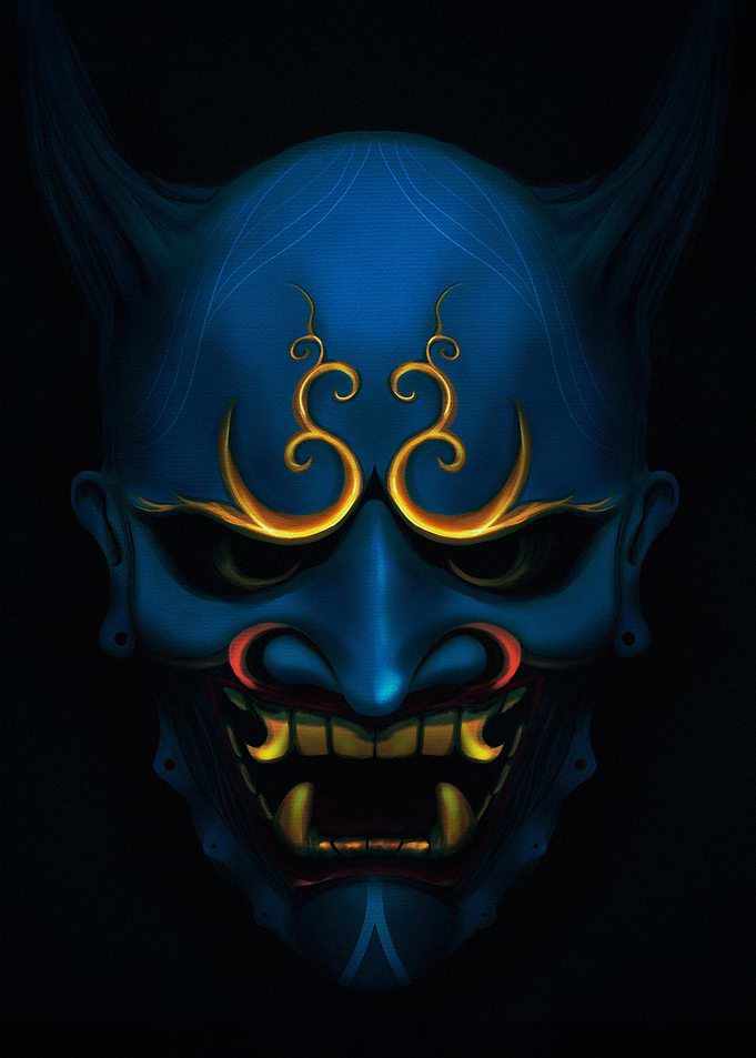 Hannya demon mask Blue
