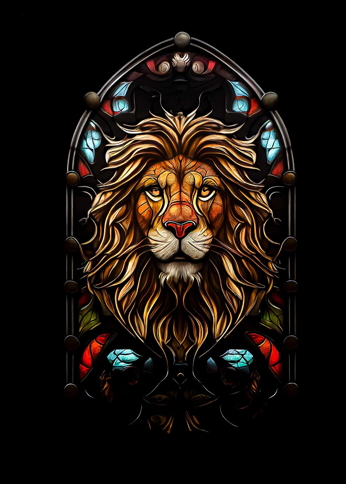 Stained Glass Lion