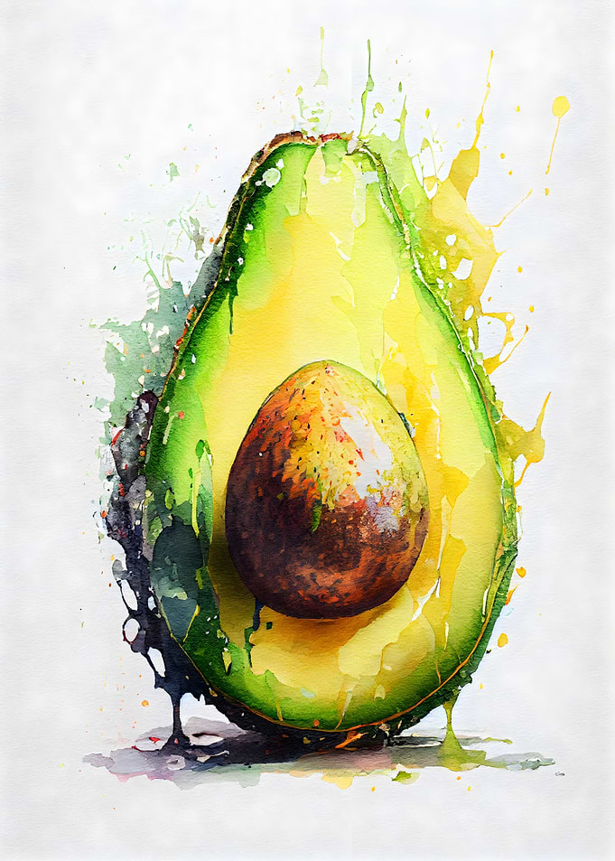 Watercolor Avocado