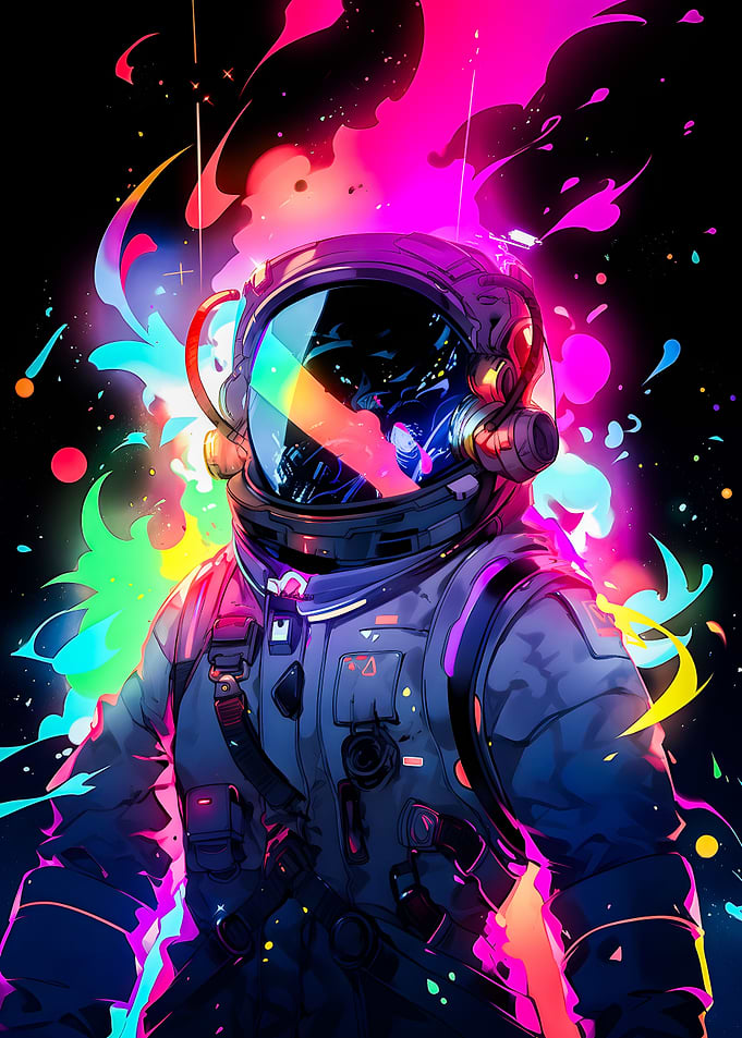 Space Neon Astronaut Fall