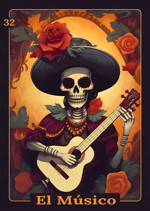 El Musico — sugar skull metal wall art