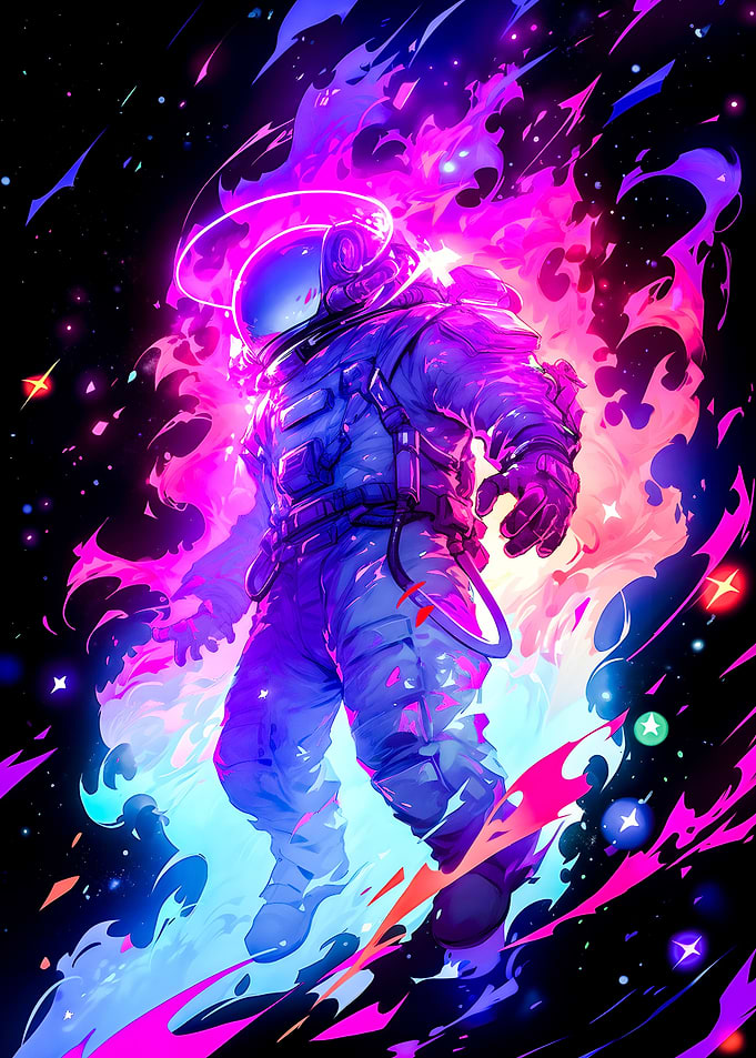 Space Neon Astronaut Fall