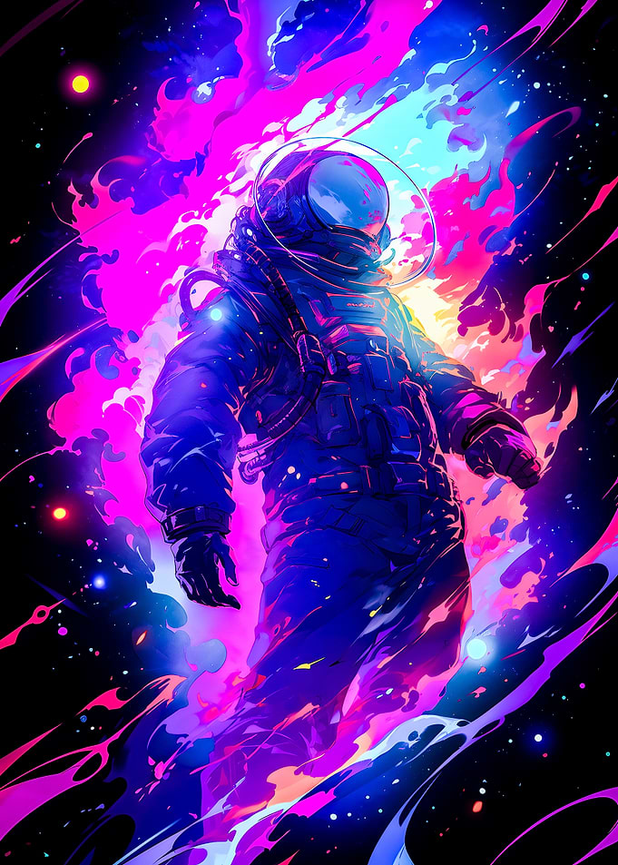 Space Neon Astronaut Fall