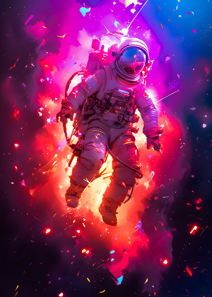 Space Neon Astronaut Fall
