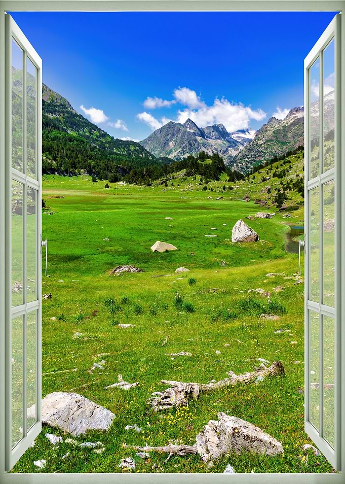 Open window mountain view